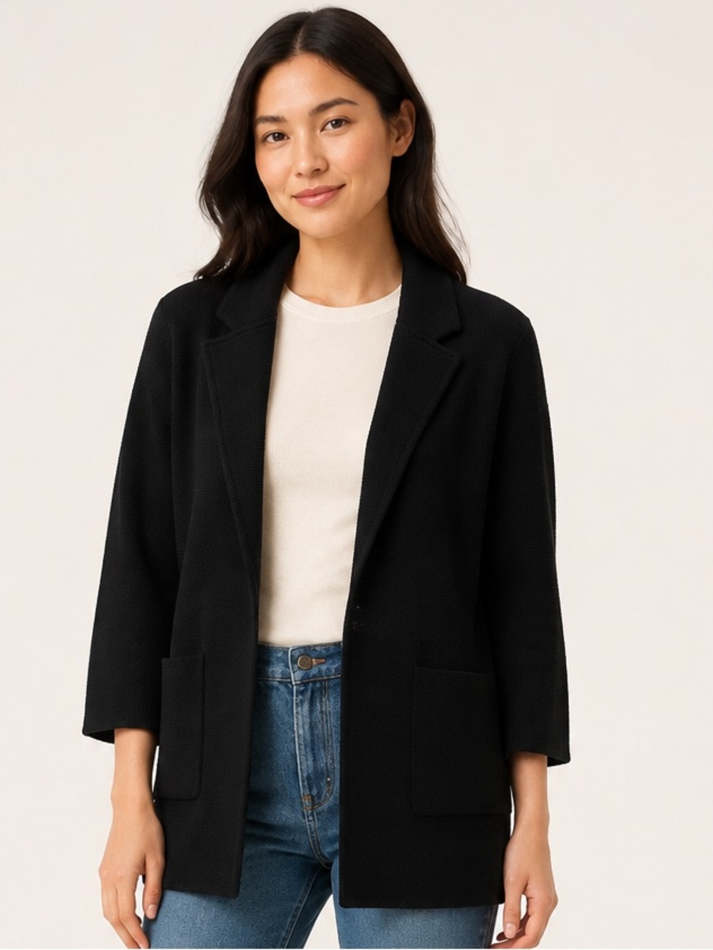 J.Crew Classic 100% Merino Wool Sweater Blazer Black XS